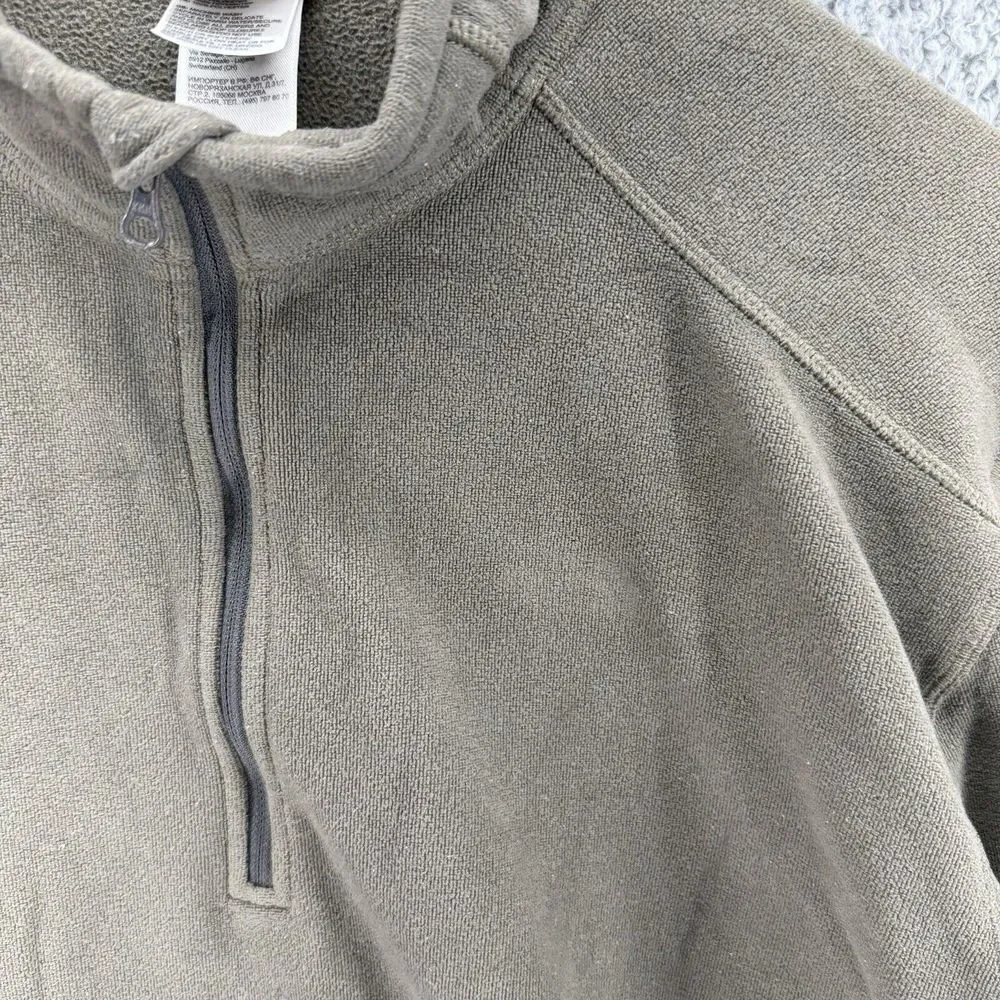 North Face Sweater Mens XL Green Black Trim 1/4 Zip‎ Sweatshirt Mock Neck READ